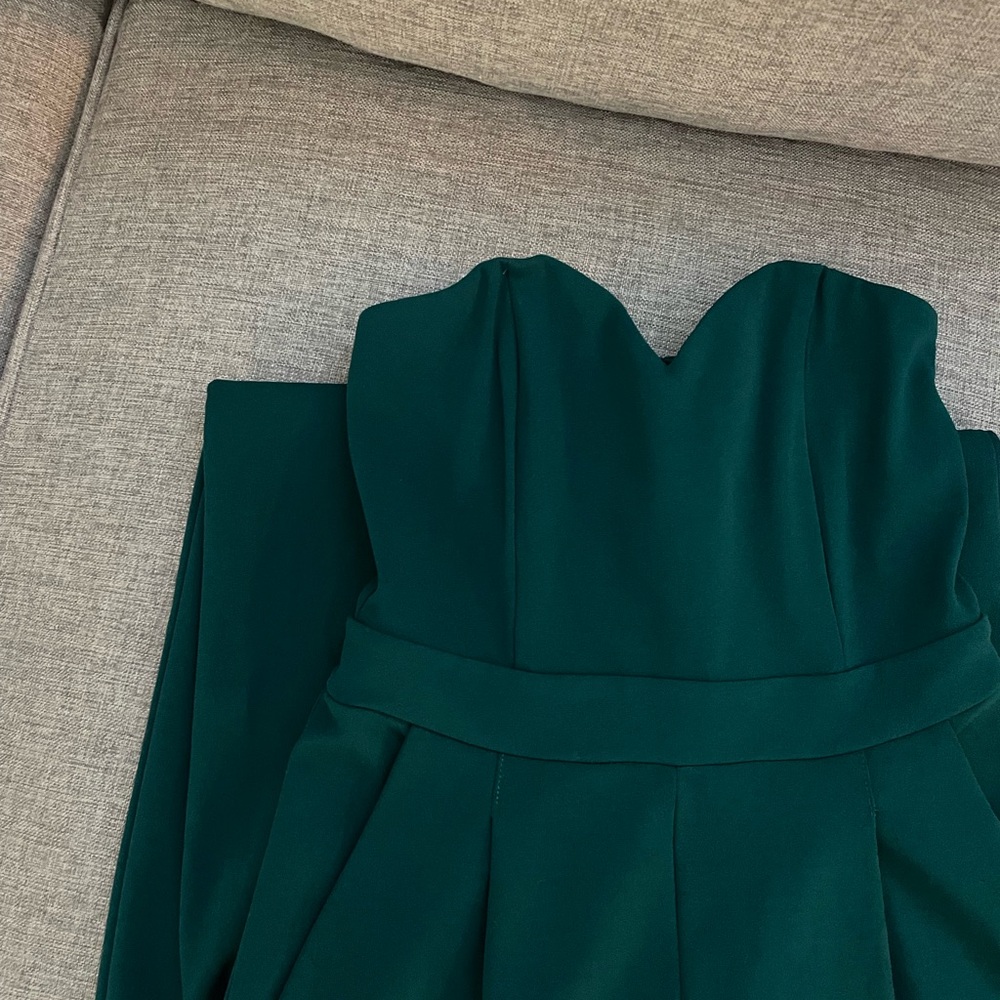 Express Strapless Dark Green Jumpsuit